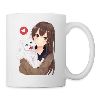 girl with cat - Tasse - Weiß - Rechts