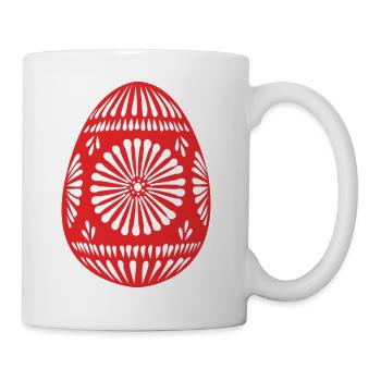 Rotes gemustertes Osterei - Tasse - Weiß - Rechts