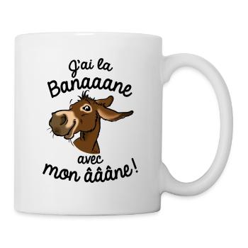 Ane, J'ai la banane (brun, texte noir) - Mug blanc - blanc - Droite