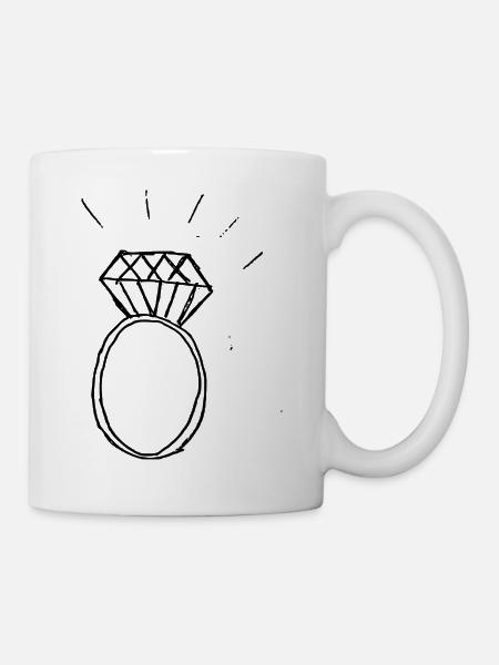 Diamant-Ring - Tasse - Weiß
