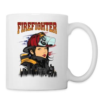 SCHÖNE FEUERWEHRFRAU - Sexy Feuerwehr Geschenk - Tasse - Weiß - Rechts