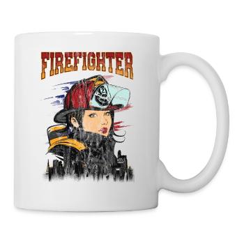 HÜBSCHE FEUERWEHRFRAU - Sexy Feuerwehr Geschenk - Tasse - Weiß - Rechts