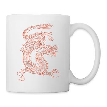 Roter japanischer Feuerdrache - Geschenk - Tasse - Weiß - Rechts