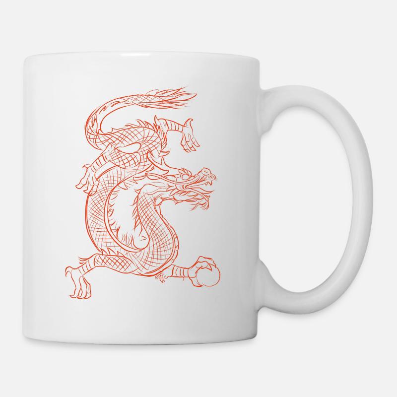 Roter japanischer Feuerdrache - Geschenk - Tasse - Weiß