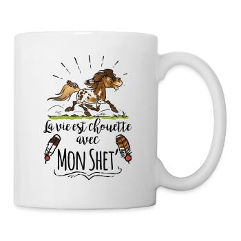 La vie est chouette avec mon shet 1 texte noir - Mug blanc - blanc - Droite