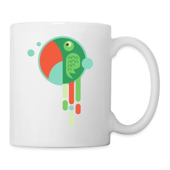 Colorful parrot - bande dessinée drôle cadeau oiseau - Mug blanc - blanc - Droite