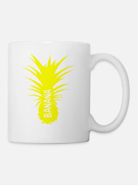 coupe ananas banane jaune - Mug blanc - blanc