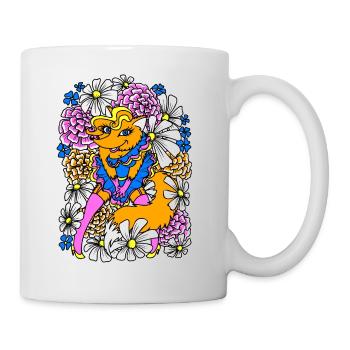sexy fox with flower wall - Mug - white - Right