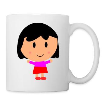 Mädchen Cartoon - Tasse - Weiß - Rechts