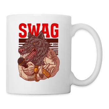 Rapper avec tête de loup et tatouages - Mug blanc - blanc - Droite