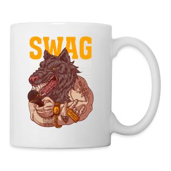 Rapper with wolf's head and tattoos - Mug - white - Right