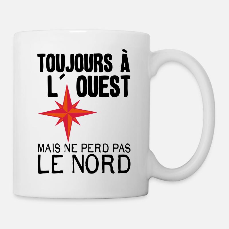 citation toujours ouest perd pas nord rose vents h - Mug blanc - blanc