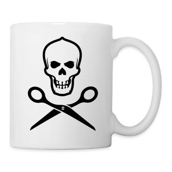 Totenkopf mit Schere - Tasse - Weiß - Rechts