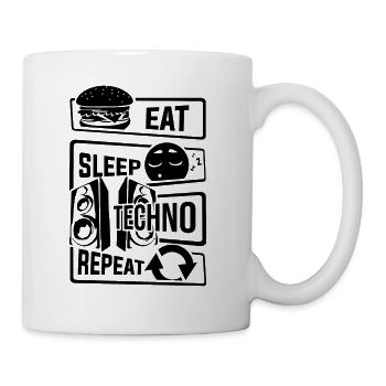 Eat Sleep Techno Repeat - Musique électronique de fête - Mug blanc - blanc - Droite