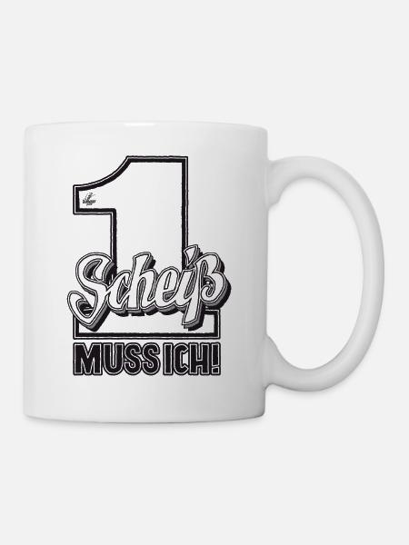 Handlettering „Einen Scheiß muss ich“ - Tasse - Weiß