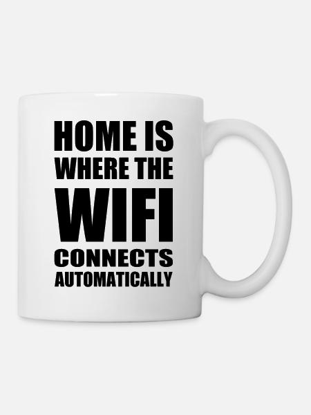 Wifi nach Hause schwarz - Tasse - Weiß
