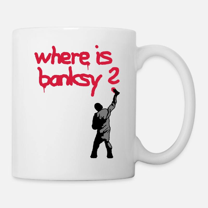 où est banksy - Mug blanc - blanc