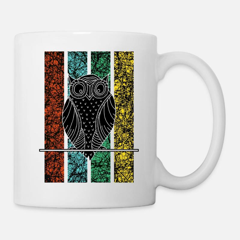 Eule weise Kopf - Tasse - Weiß