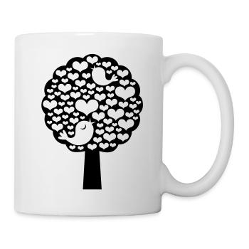 Baum voller Herzen und Vögel - Tasse - Weiß - Rechts