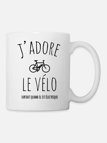 j'adore vélo électrique - Mug blanc - blanc