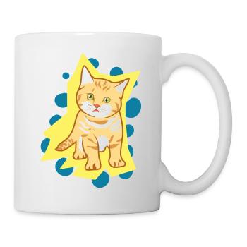 Süßes trauriges Katzenbaby - Tasse - Weiß - Rechts
