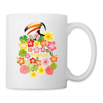 Summer toucan flowers Hawaii holiday hibiscus flowers - Mug - white - Right
