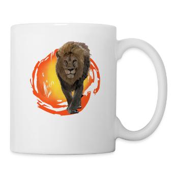 Lion, lion, coucher soleil, afrique, désert - Mug blanc - blanc - Droite