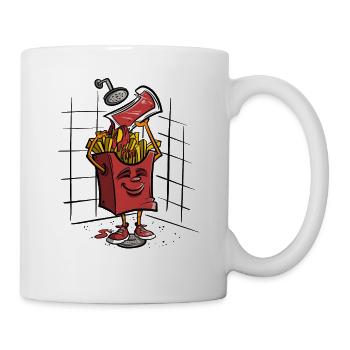 Pommes mit Ketchup unter der Dusche - Tasse - Weiß - Rechts