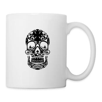 Totenkopf Schädel Skelett Tattoo Geschenk - Tasse - Weiß - Rechts