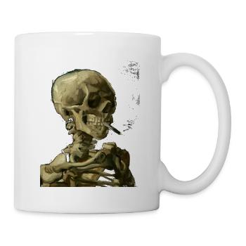 Vincent van Gogh skeleton skull with cigarette - Mug - white - Right