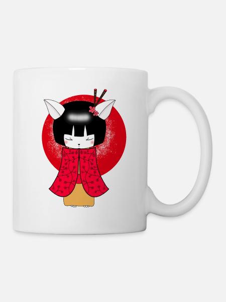 Petit chat Geisha japonais - Mug blanc - blanc