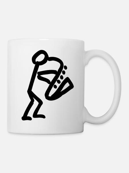 Musikant mit Saxophon - Tasse - Weiß