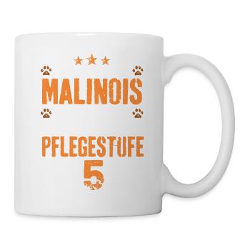 Malinois Hund Geschenk T-Shirt Pflegestufe - Tasse - Weiß - Rechts