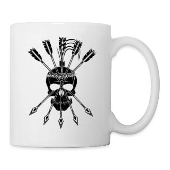 totenkopf skull schädel indianer pfeil geschenkide - Tasse - Weiß - Rechts