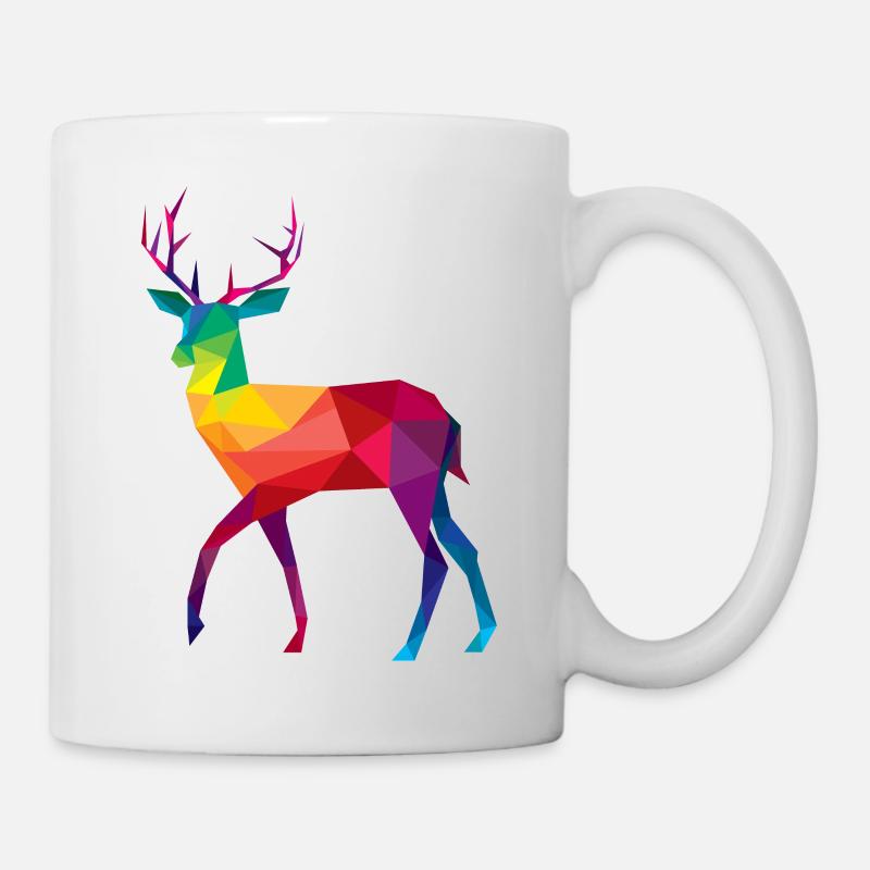 Hirsch bunt farbig Regenbogen - Tasse - Weiß