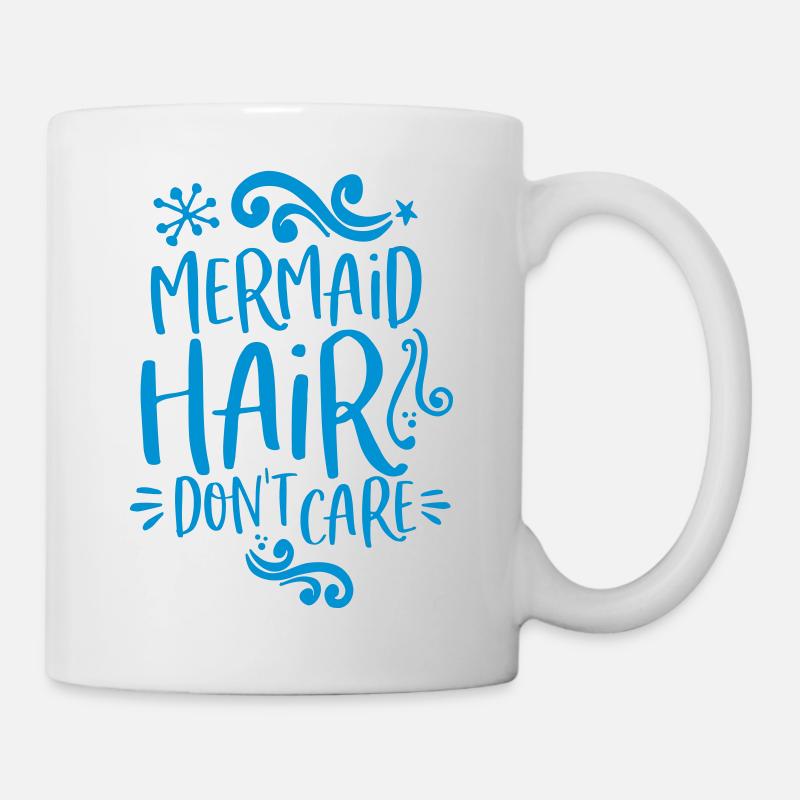 Cadeau de sirène cheveux de sirène ne se soucient pas - Mug blanc - blanc