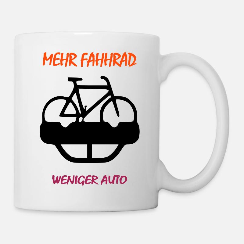 plus de vélo moins voiture - Mug blanc - blanc