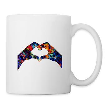 Coeur d'amour mains colorées - Mug blanc - blanc - Droite