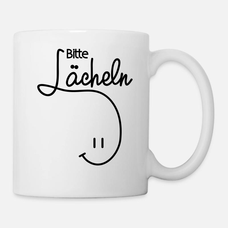 bitte lächeln gute Laune Lachen Positiv Motto - Tasse - Weiß