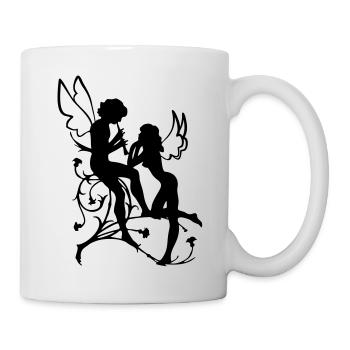 Engel, Fee, Elfe, Scherenschnitt Liebe Schutzengel - Tasse - Weiß - Rechts