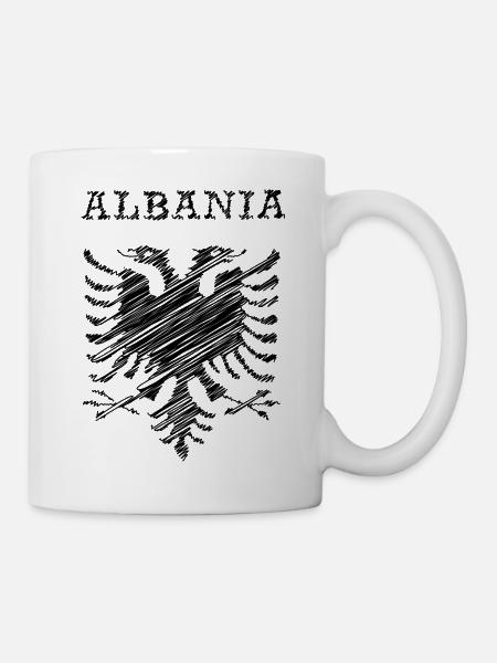 Albania, scribble black - Mug blanc - blanc