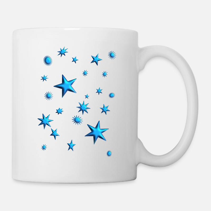 Étoile Étoiles étoilée Étoiles Etoiles Bleu - Mug blanc - blanc