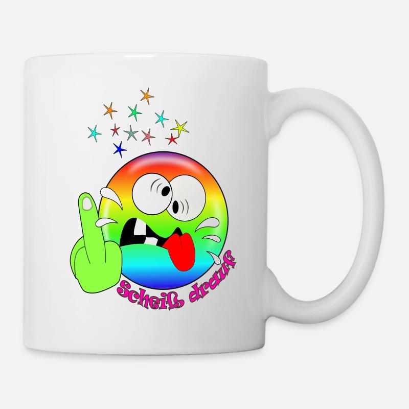 smiley bunt lustig und frech - Tasse - Weiß