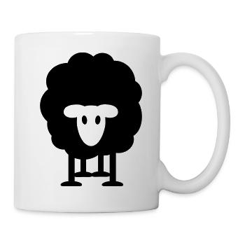 dickes schwarzes Schaf Schäfer Wolle Heidschnucken - Tasse - Weiß - Rechts