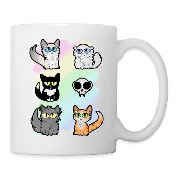 Huskatter und eine Schädelkarikatur - Tasse - Weiß - Rechts