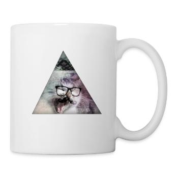 Triangle Monster Moustache Cat - Tasse - Weiß - Rechts