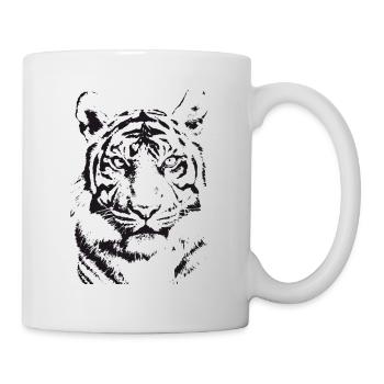 Schwarzer Tiger - Illustration - Tasse - Weiß - Rechts
