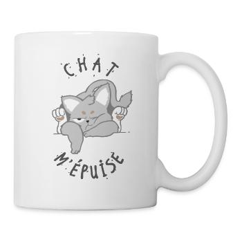 chat m'épuise - Mug blanc - blanc - Droite