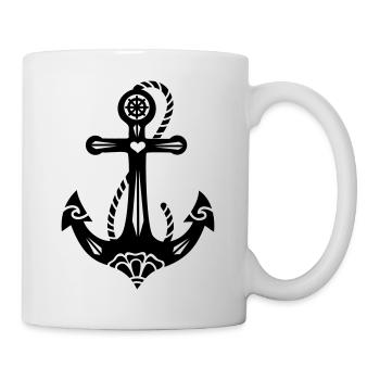 Anchor & Sacred Rose, Symbol Hope, Faith & Love - Mug - white - Right
