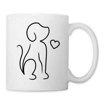 Hund Zeichnung - Tasse - Weiß - Rechts